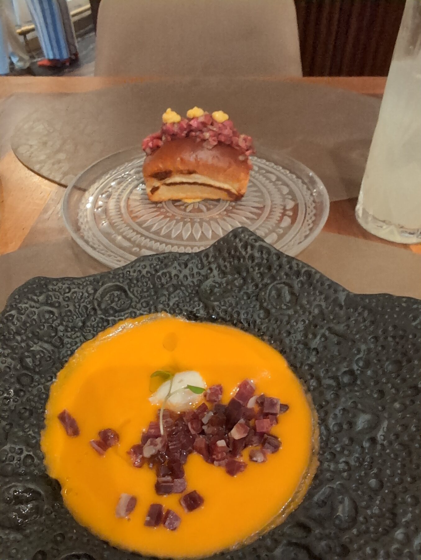 Two dishes from dinner at Only YOU Hotel Sevilla