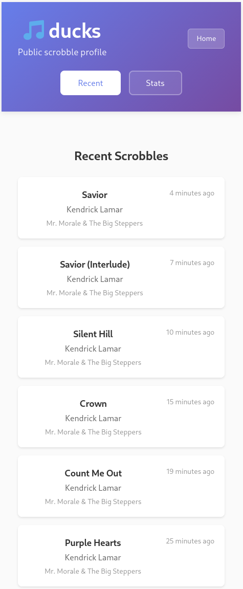 Scrob UI - Latest Scrobbles