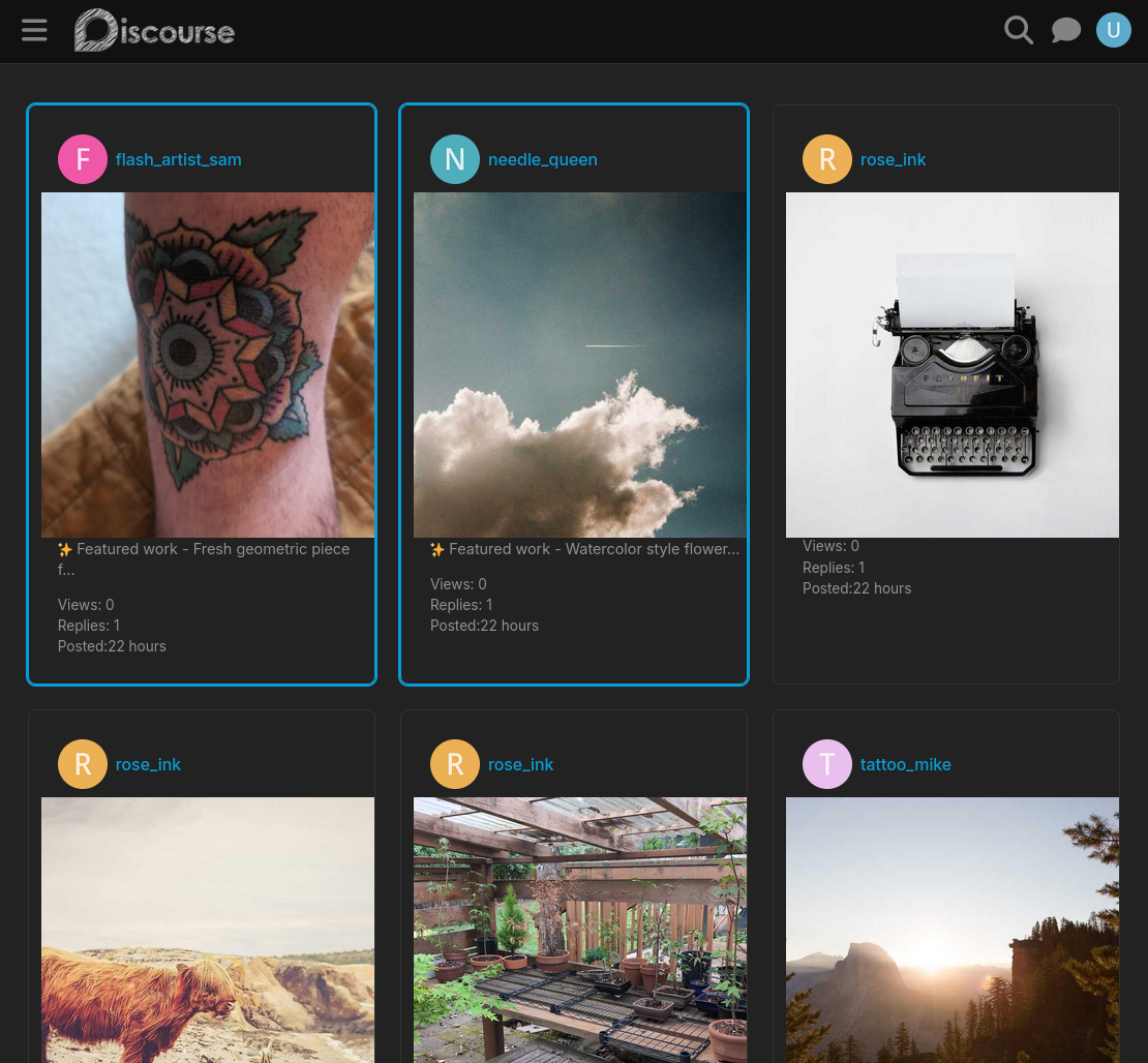 Desktop view of The Guest Spot showing a grid of tattoo pictures