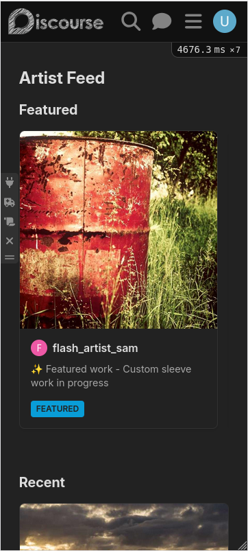 A mobile friendly layout of feed with tattoo posts from artists