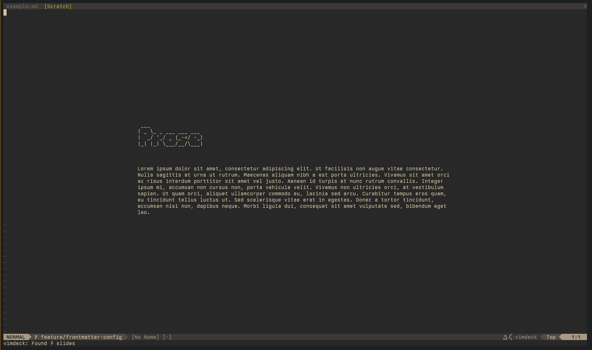 neovimdeck prose slide