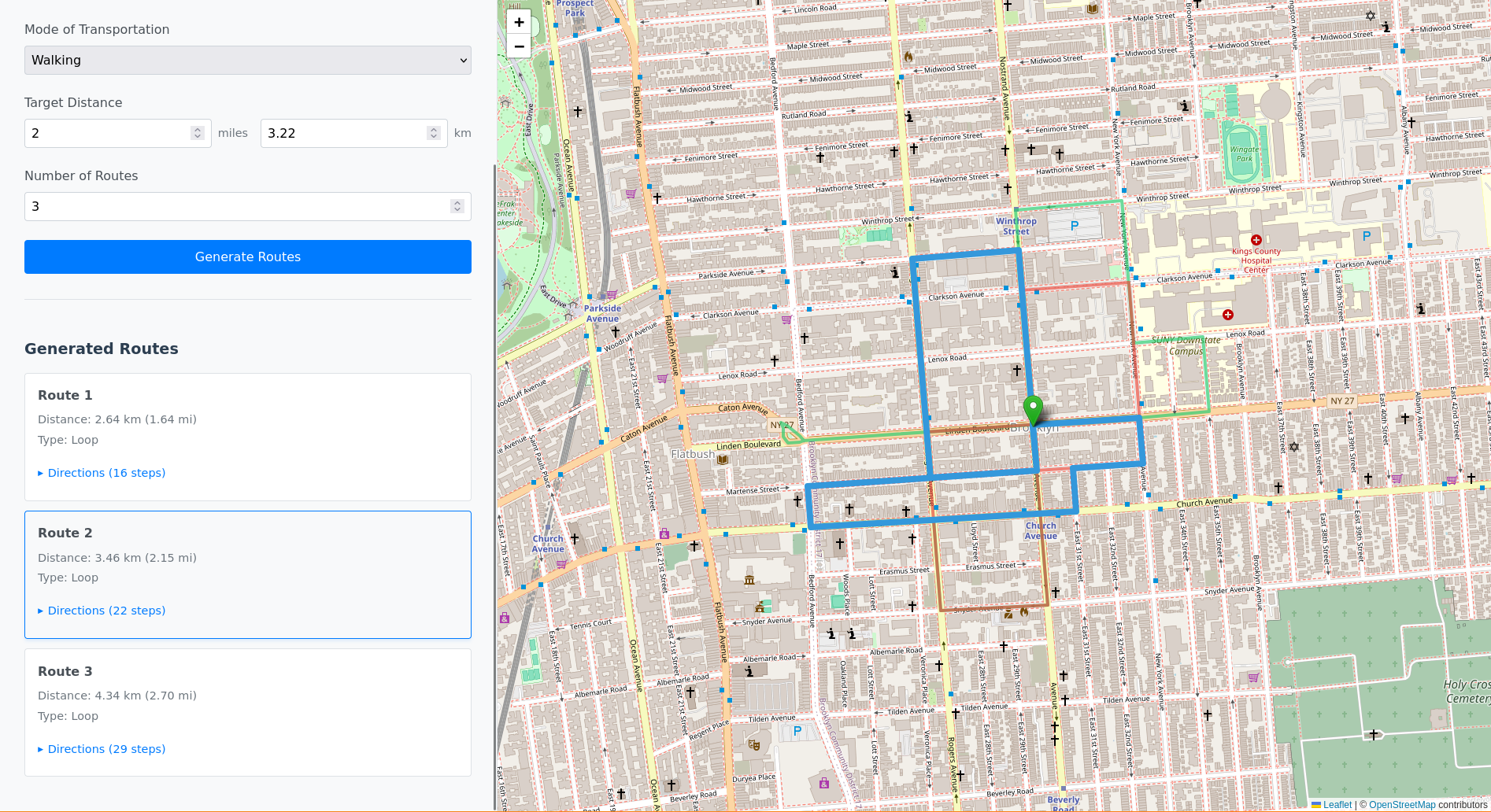 Route highlighting on hover