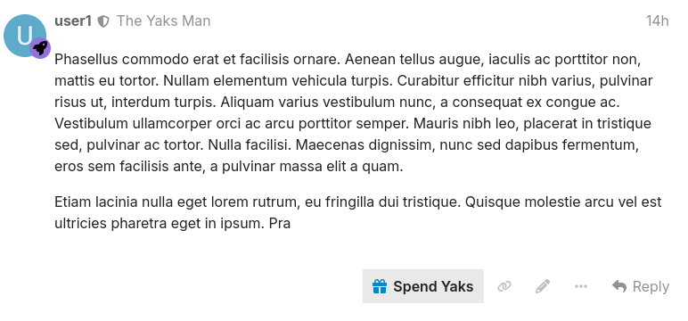 A reply showing a user with the custom user title "The Yaks Man"